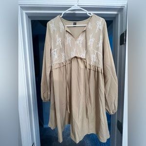 Tan bell sleeve dress